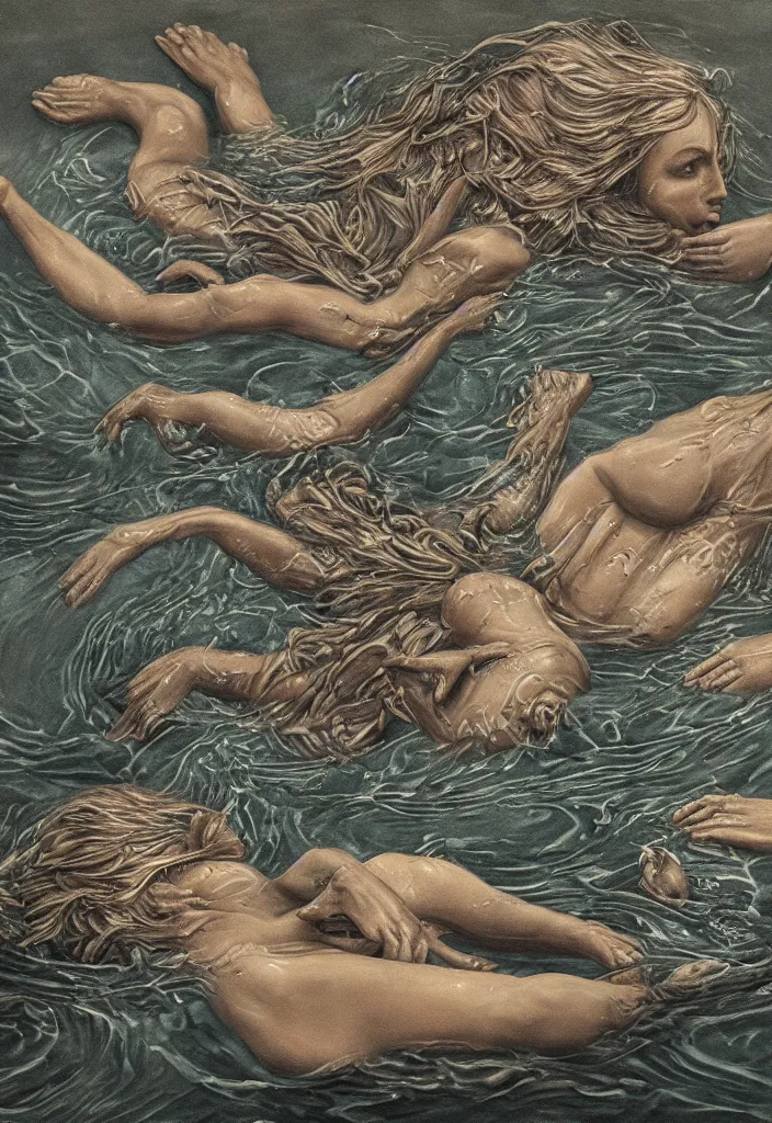 Image similar to highly detailed surrealist art about drowning slowly