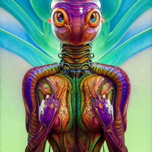 Prompt: intricate colorful transparent portrait of a disturbing beautiful alien snake creature, mottling coloring, adorable, childlike, whimsical, robotic, ultra realistic, concept art, art nouveau, photorealistic, octane render, 8 k, unreal engine. art by christopher marley and artgerm and greg rutkowski and alphonse mucha, and rene magritte