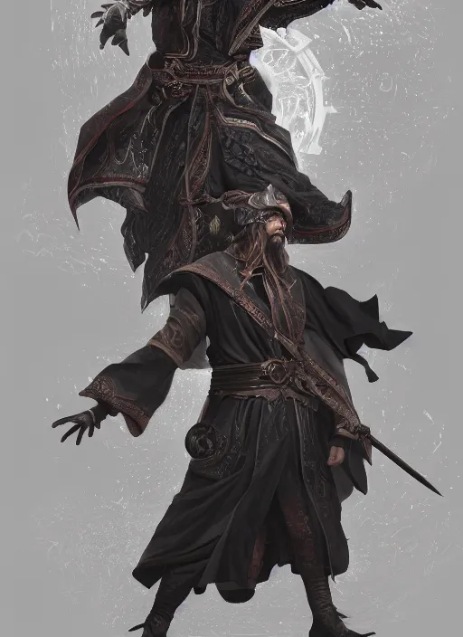 Image similar to a highly detailed illustration of Hiroyuki Sanada as wizard wearing ornate black robe and mage hat, dramatic magic floating pose, intricate, elegant, highly detailed, centered, digital painting, artstation, concept art, smooth, sharp focus, league of legends concept art, WLOP