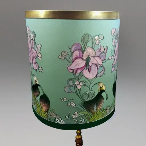 Image similar to beautiful victorian art nouveau duck lampshade,