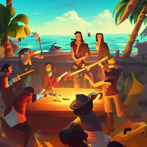 Image similar to painting treasure on sea of thieves game smooth median photoshop filter cutout vector, behance hd by jesper ejsing, by rhads, makoto shinkai and lois van baarle, ilya kuvshinov, rossdraws global illumination