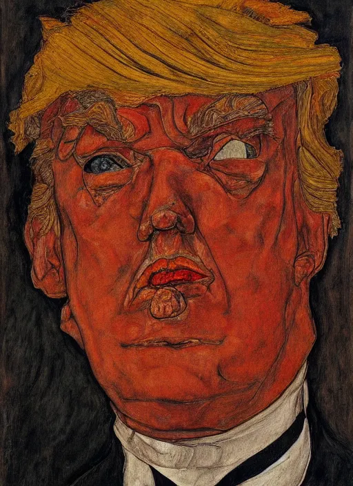 Image similar to portrait of trump by egon schiele