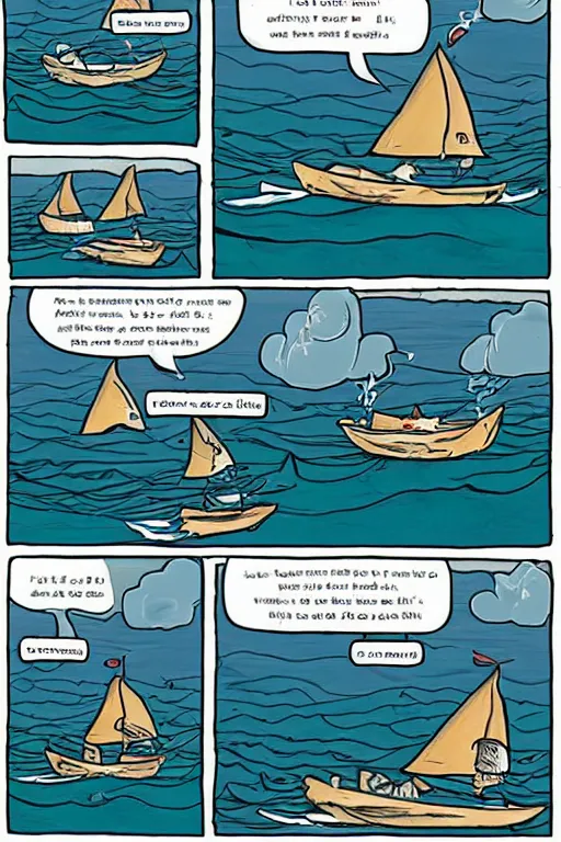 Image similar to Comic strip about sailing on a rough ocean