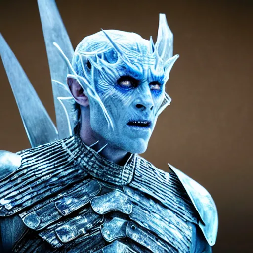 Prompt: medieval fantasy head and shoulders portrait from game of thrones of chris hemsworth as a white walker night king ice giant, photo by philip - daniel ducasse and yasuhiro wakabayashi and jody rogac and roger deakins