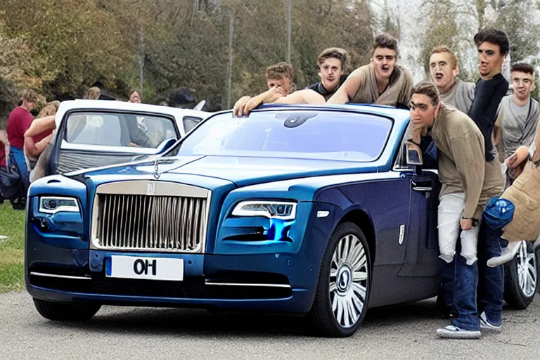 Image similar to stoned teenagers decided to drown Rolls-Royce