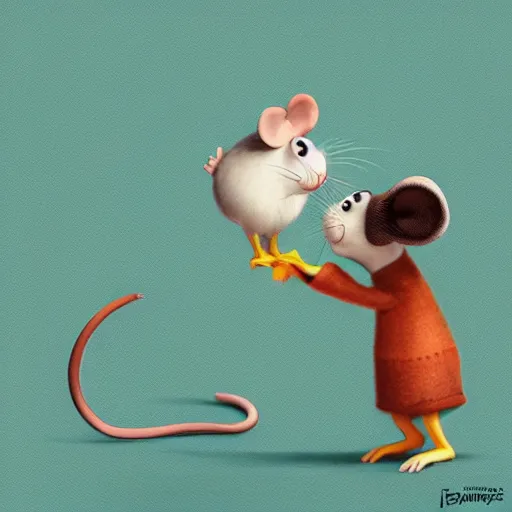 Image similar to mouse by pixar style, cute, illustration, digital art, concept art, most winning awards