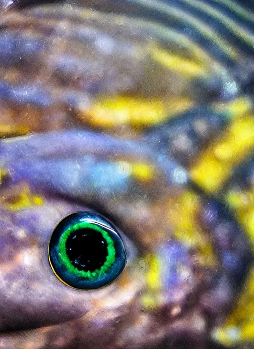 Prompt: portrait of a stunningly beautiful eye, 🐡