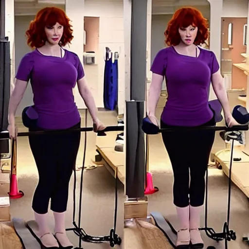 christina hendricks with tight yoga pants