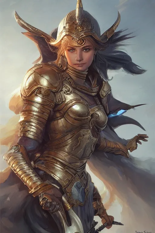 Image similar to amazon valkyrie athena, d & d, fantasy, portrait, highly detailed, headshot, digital painting, trending on artstation, concept art, sharp focus, illustration, art by artgerm and greg rutkowski and magali villeneuve