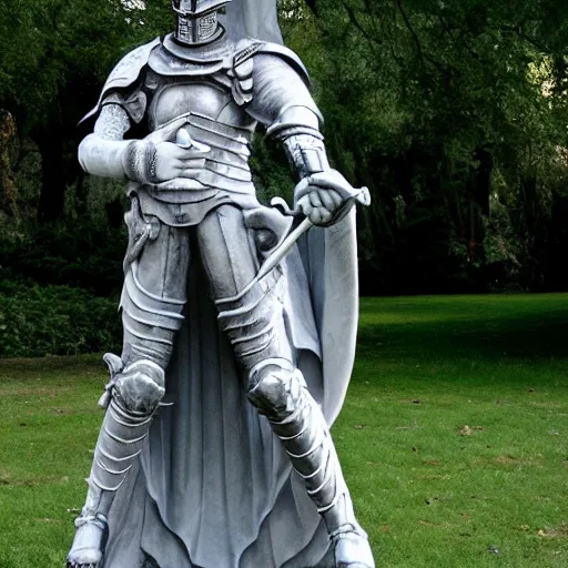 Prompt: a marble statue of dark souls in a park