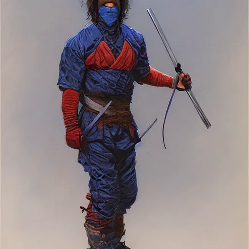 Prompt: portrait of a ninja clown, detailed, centered, digital painting, artstation, concept art, by donato giancola, Sean Yoro, Greg Rutkowski, trending on Artstation, Joseph Christian Leyendecker, WLOP, Boris Vallejo, dark, moody, foggy