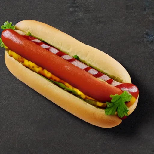 Prompt: a hotdog with highly detailed features of a caterpillar