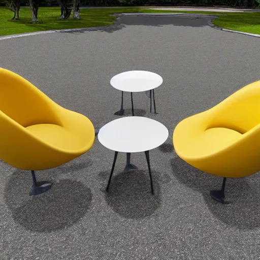 Image similar to three view design of a banana - shaped chair