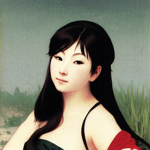 Prompt: Portrait of Hitomi from acclaimed video game series Dead or Alive, drawn by William Adolphe Bouguereau