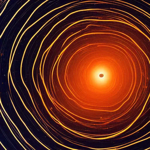 Image similar to photography of a black hole along spaghetti noodles on a dinner plate, spaghetti noodles accretion disc, gravitational lens, 8 k resolution, by nasa