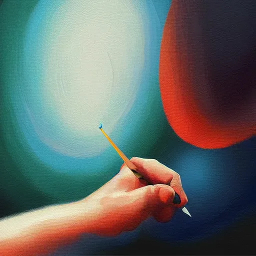 Prompt: a painter painting the edge of existence, digital art