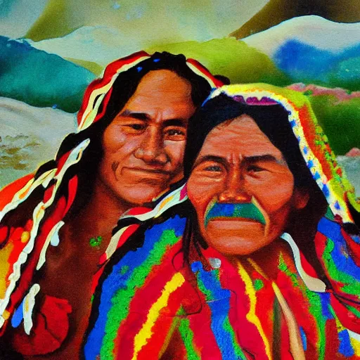 Image similar to Splash painting of Tarahumara man and woman from the highlands of northern Mexico