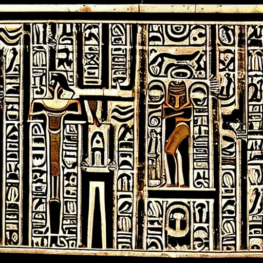 Image similar to interior of a black evil egyptian hieroglyphic labyrinth, hidden eyes everywhere, highly detailed and intricate