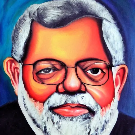 Image similar to portrait en buste of Luis inacio Lula da Silva, painting art