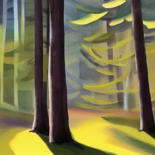 Prompt: forest in the morning light, gouache painting