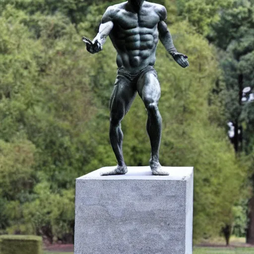 Prompt: a statue of an beautiful athletic male alien sculpted by michelangelo