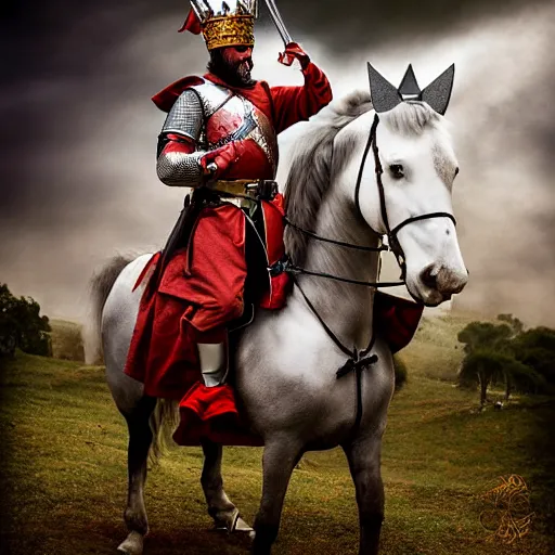 Image similar to portugal king preparing for battle by Peter Kemp, fantasy, medieval