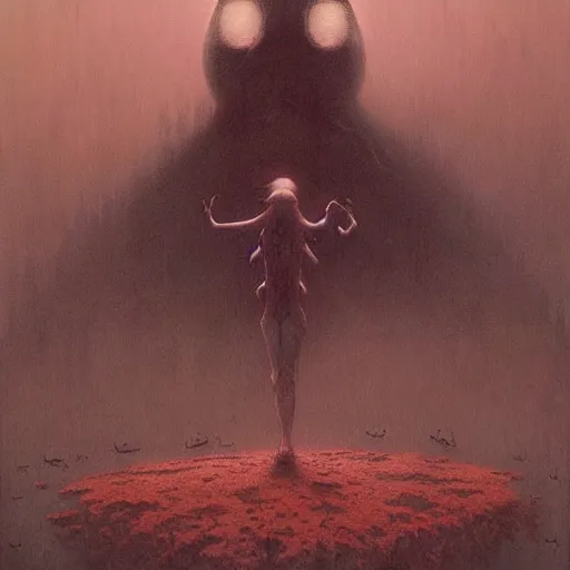 Image similar to end of the world, grunge, horror, loony toons style, illustrated by zdzisław Beksiński and greg rutkowski.