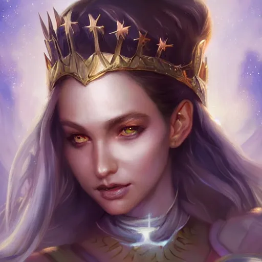 Image similar to star goddess, d & d, fantasy, portrait, highly detailed, digital painting, trending on artstation, concept art, sharp focus, illustration, art by artgerm and greg rutkowski and magali villeneuve