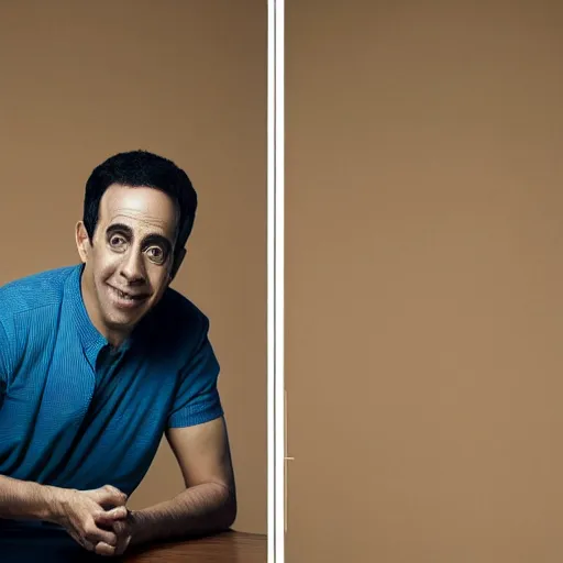 Image similar to Colored portrait photograph of asian Jerry Seinfeld. 8k resolution. Time magazine. Studio lightning. Serious!