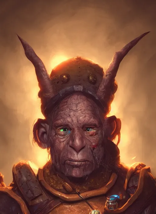 Prompt: A fantasy comic book style portrait painting of a highly intelligent hobgoblin cleric as a in a atmospheric medieval laboratory, unreal 5, DAZ, hyperrealistic, octane render, RPG portrait, ambient light, dynamic lighting