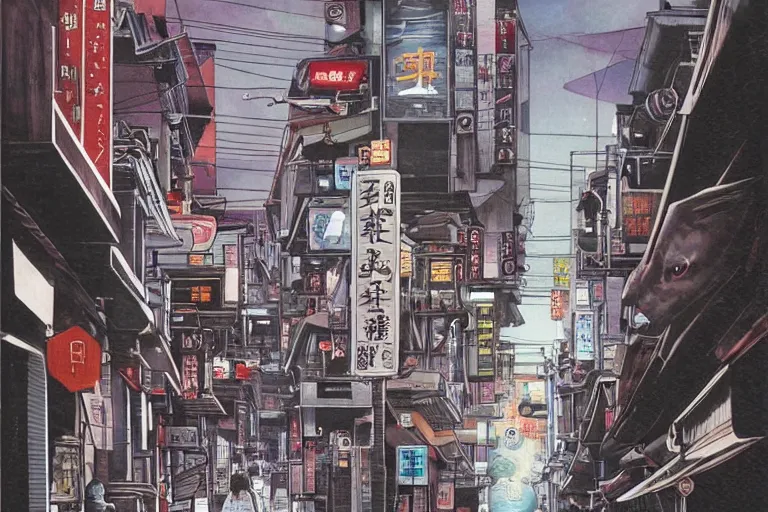 Image similar to japanese science - fiction street, zeen chin