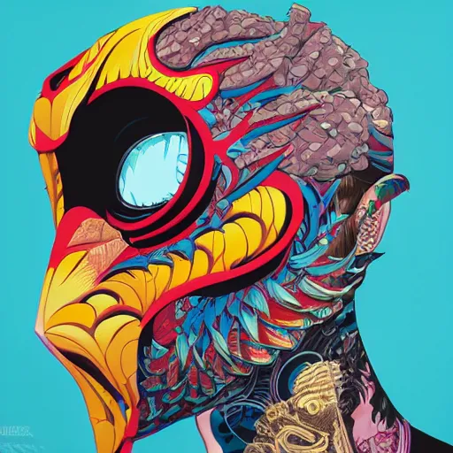 Image similar to Tristan Eaton, victo ngai, artgerm, Lofi dragon mask