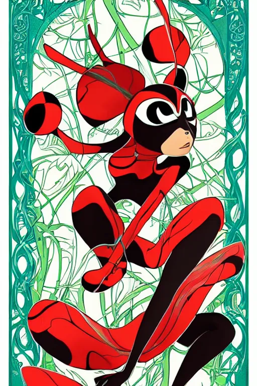 Image similar to art nouveau poster, miraculous ladybug