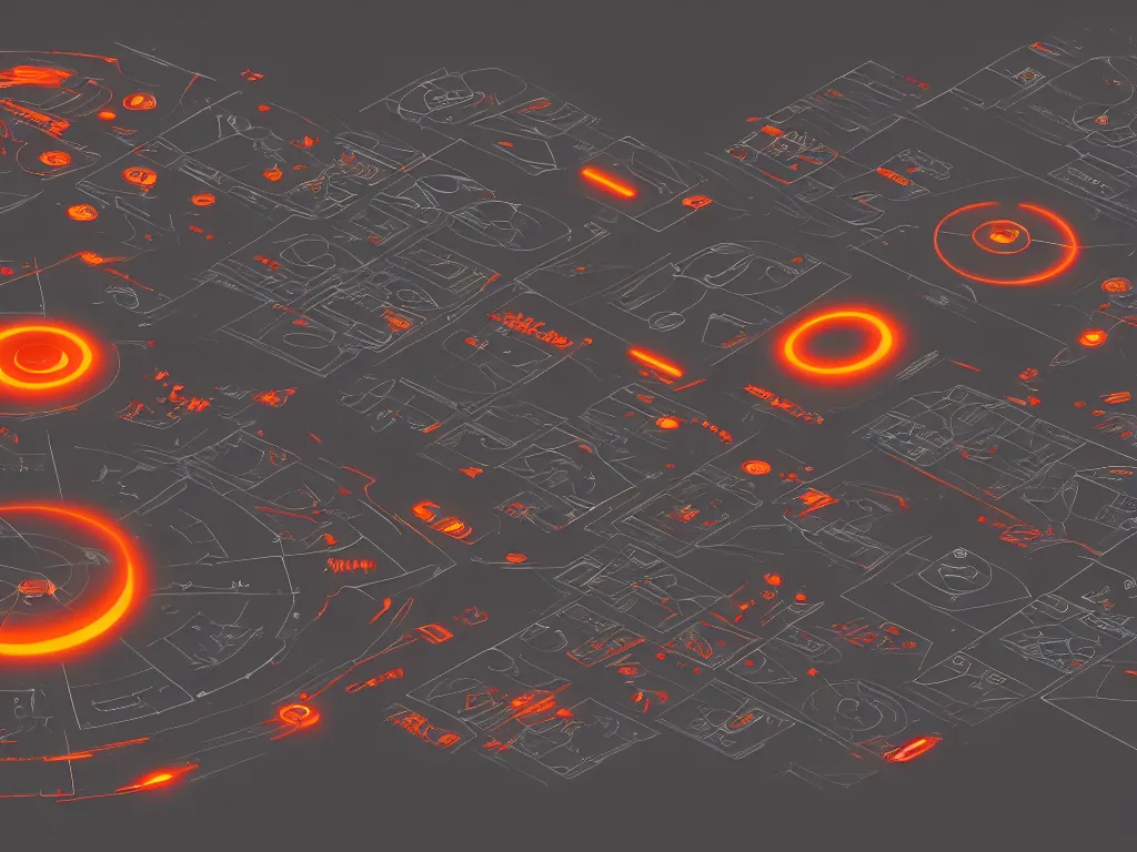 Image similar to black user interface with glowing orange alien glyphs, white diagrams showing spacecraft diagram, gray software user interface hierarchical diagram of sliders, artstation, cgsociety, concept art, visual effects for movie