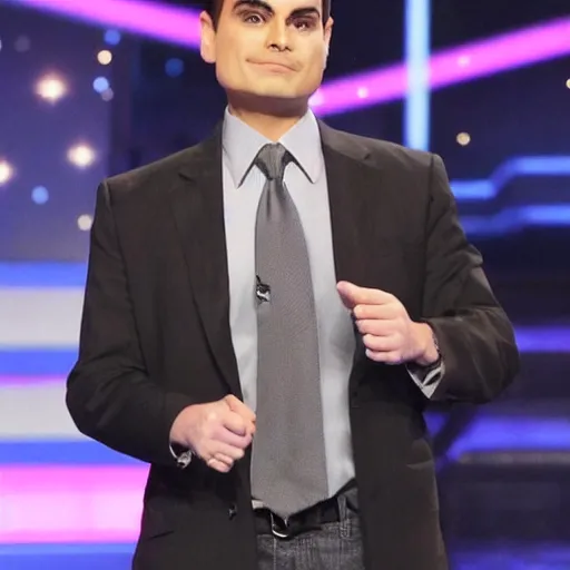 Image similar to ben shapiro competing on ru paul's drag race