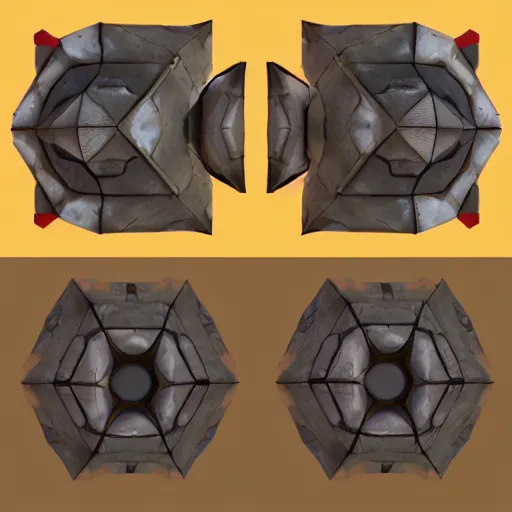 Prompt: kitbashing component, based on low poly convex shape, symmetric, unreal engine