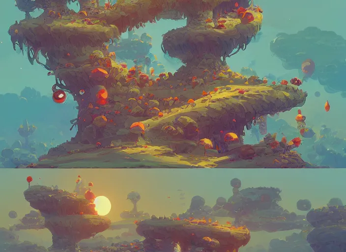 Image similar to concept art of a landscape made of donuts, cel shaded, in the style of makoto shinkai and moebius and peter mohrbacher and anton fadeev