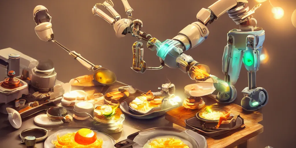 Prompt: robot bender cooking delicious food, 3 d render, highly detailed, artstation