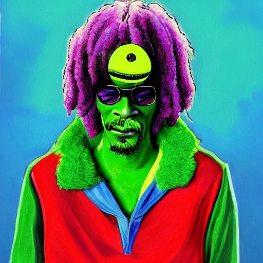 Image similar to a snoop dogg tennis ball monster, snoop dogg, colorful, digital art, fantasy, magic, chalk, trending on artstation, ultra detailed, professional illustration by basil gogos