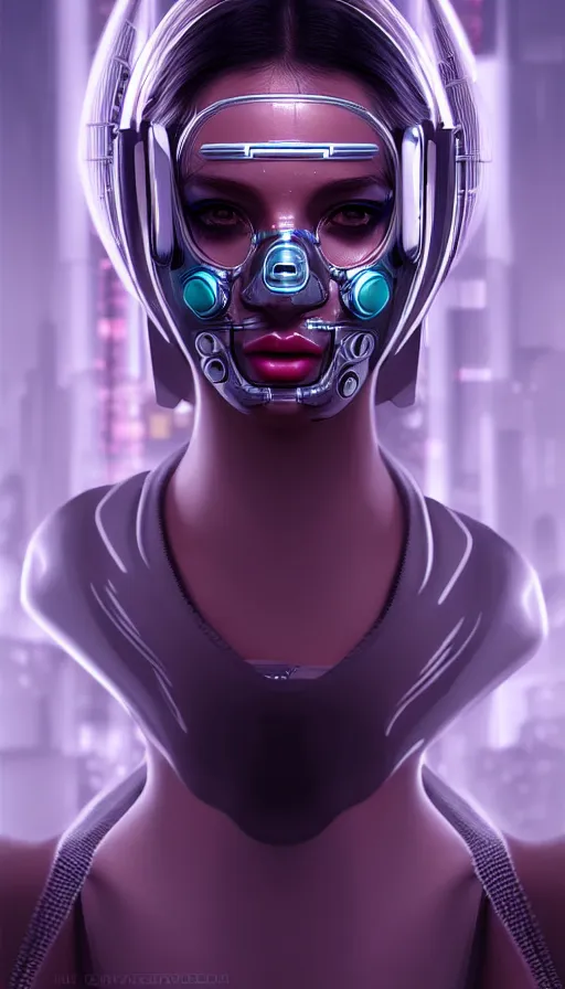 Image similar to face mask on beautiful woman face, cyberpunk art by kuno veeber, cgsociety, computer art, ultra detailed, futuristic, anime aesthetic