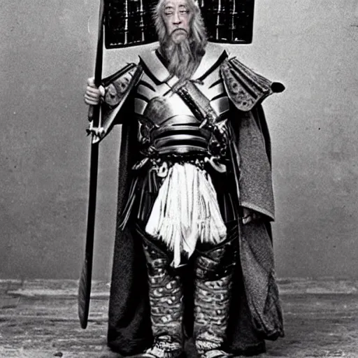 Prompt: “Gandalf in full samurai armour, 1900’s photo”