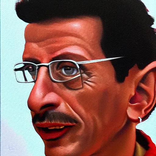 Prompt: Jeff goldblum, Mario character, oil painting