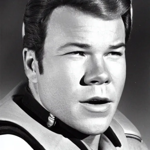 Prompt: young William Shatner as a starship captain