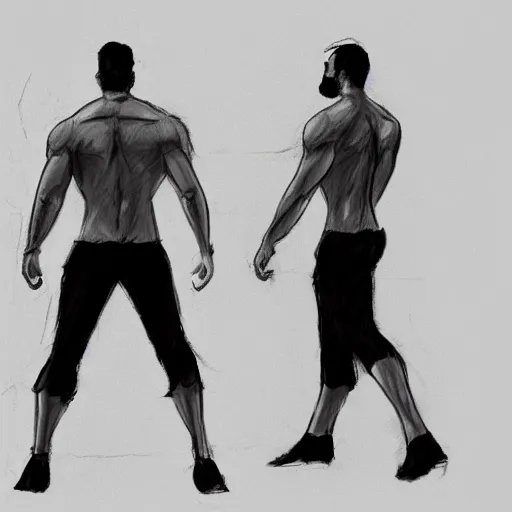 Prompt: fullbody pose study of Gigachad, pose study sketch