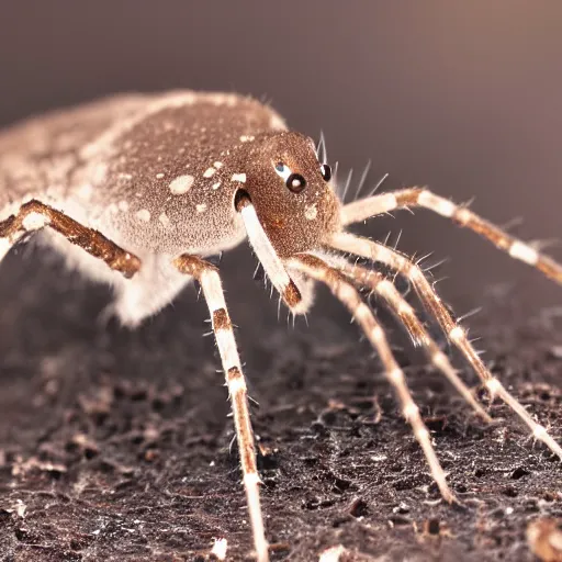 Image similar to close up photo of a cellar spider, drinking water from a lake in tasmania, bokeh, 4 0 0 mm lens, 4 k award winning nature photography