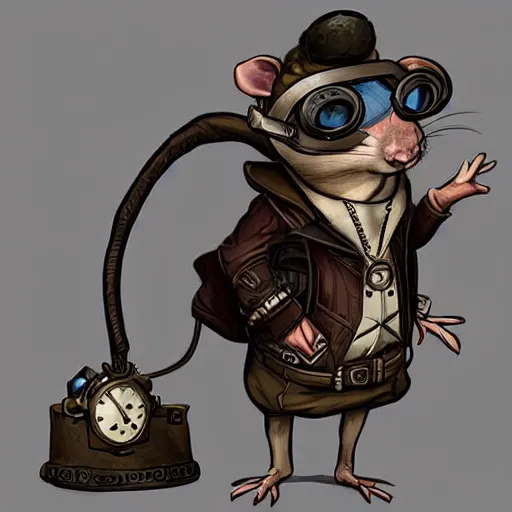 Image similar to a rat with steampunk googles, by D&D Concept Artists