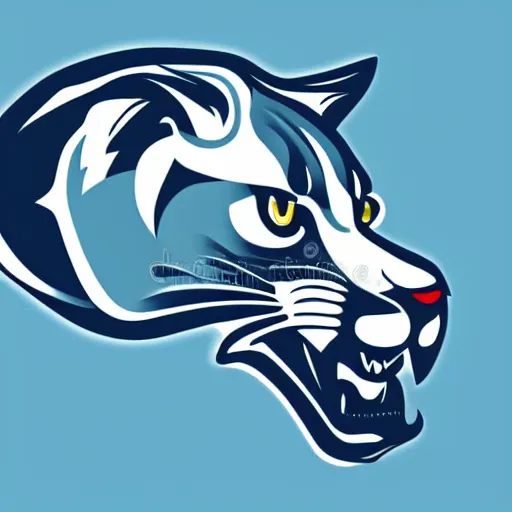 Image similar to a profile vector illustration of a cougar head blue white