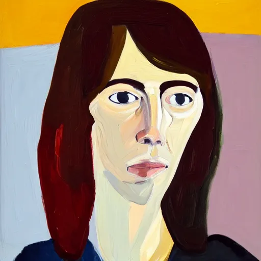 Prompt: a portrait a very ordinary person, by Chantal Joffe, abstract oil painting, anatomically correct, beautiful perfect face, large brushstrokes, sharp focus, Highly Detailed