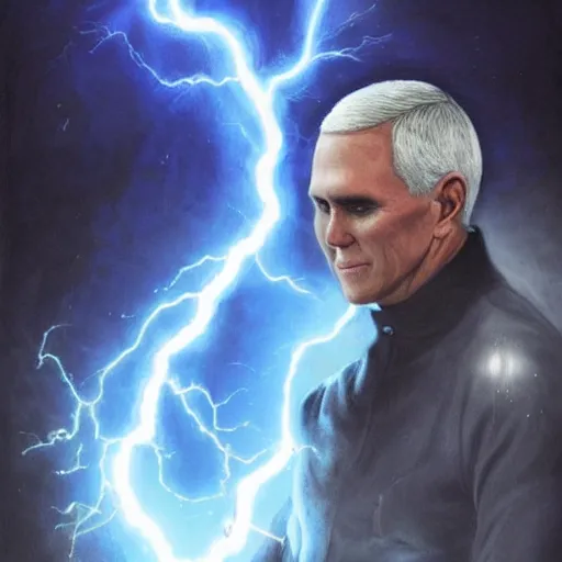 Prompt: mike pence as lightning wizard, vivid colors, dark, fantasy art,