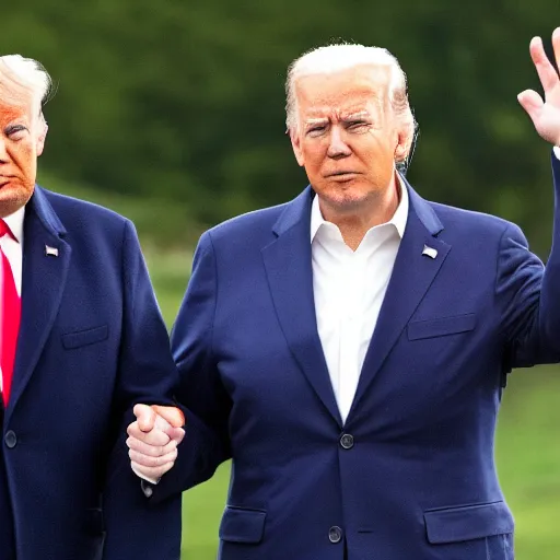 Image similar to trump and biden holding hands